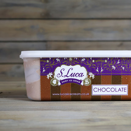 Luca's chocolate ice cream in a 1 litre carton