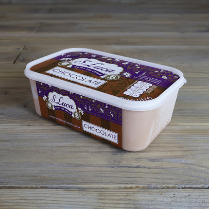 Luca's chocolate ice cream in a 1 litre carton