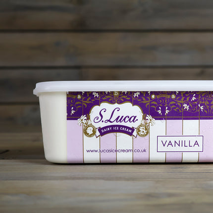 Luca's vanilla ice cream in a 1 litre carton