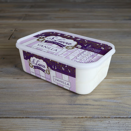 Luca's vanilla ice cream in a 1 litre carton