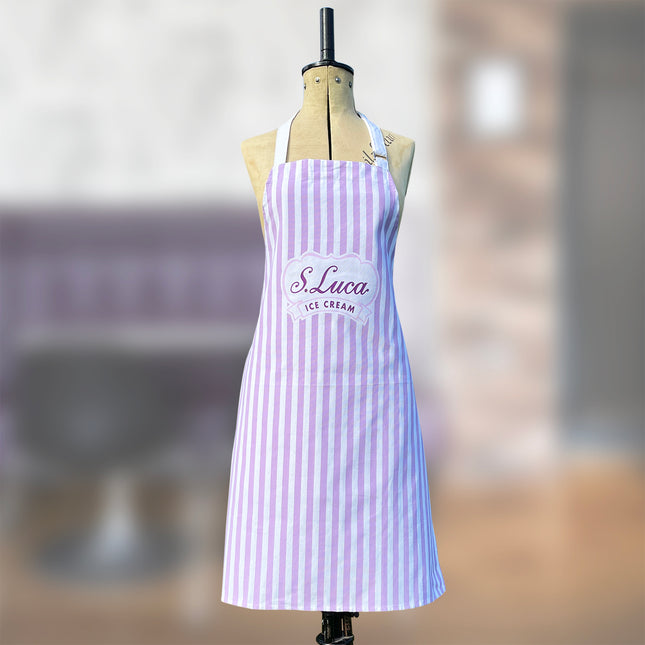 Luca's lilac stripe cotton apron