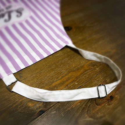 Luca's lilac stripe cotton apron