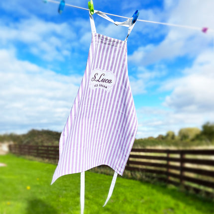 Luca's lilac stripe cotton apron