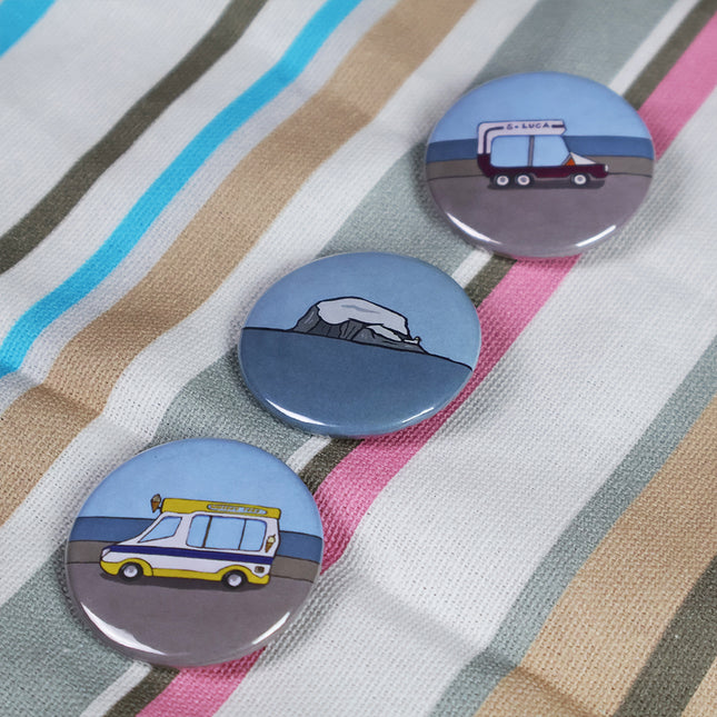 BonzoArt Two Tribes collection of three pin badges