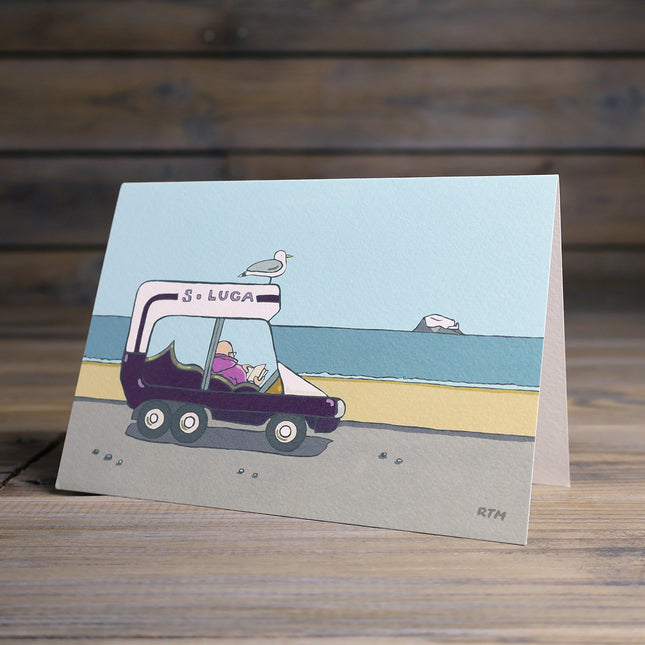 BonzoArt All Set On The Sea Front illustrated greeting card