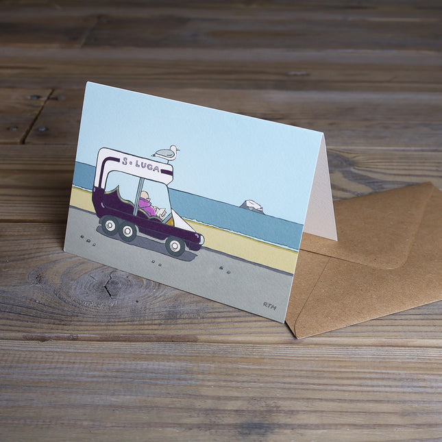 BonzoArt All Set On The Sea Front illustrated greeting card