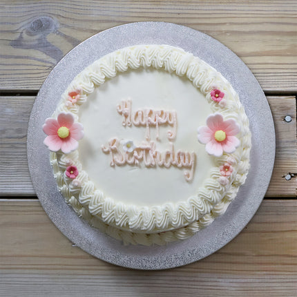 Luca's Flower Bloom vanilla and strawberry ice cream cake with floral decoration, no sponge