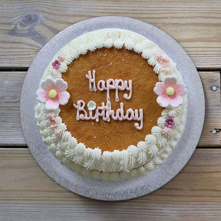 Luca's Flower Bloom vanilla and strawberry ice cream cake with floral decoration, with sponge layer
