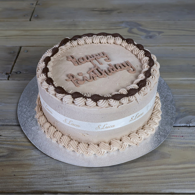 Luca's Nutty ice cream cake with chocolate decoration, no sponge