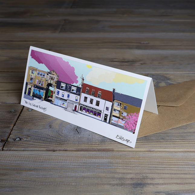 EddScape Ice Cream Factory illustrated greeting card