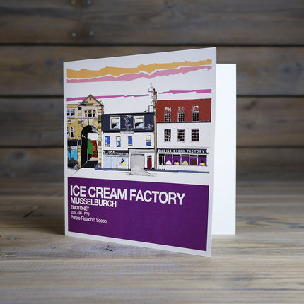 EddScape Ice Cream Factory square illustrated greeting card