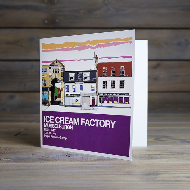 EddScape Ice Cream Factory square illustrated greeting card