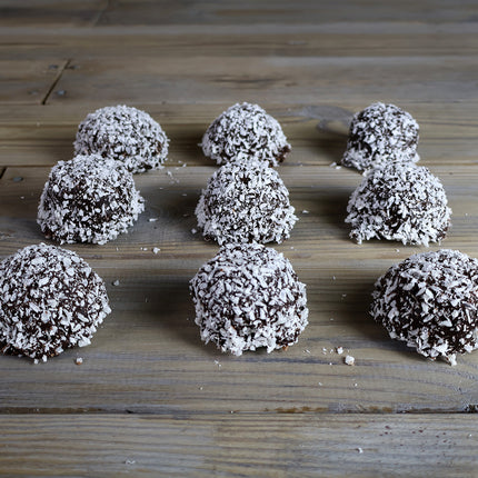 Luca's homemade mini milk chocolate snowballs