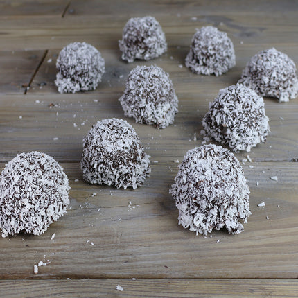 Luca's homemade mini milk chocolate snowballs
