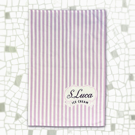 Luca's lilac stripe cotton tea towel