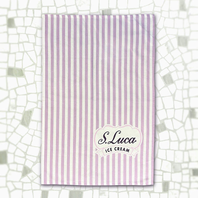 Luca's lilac stripe cotton tea towel