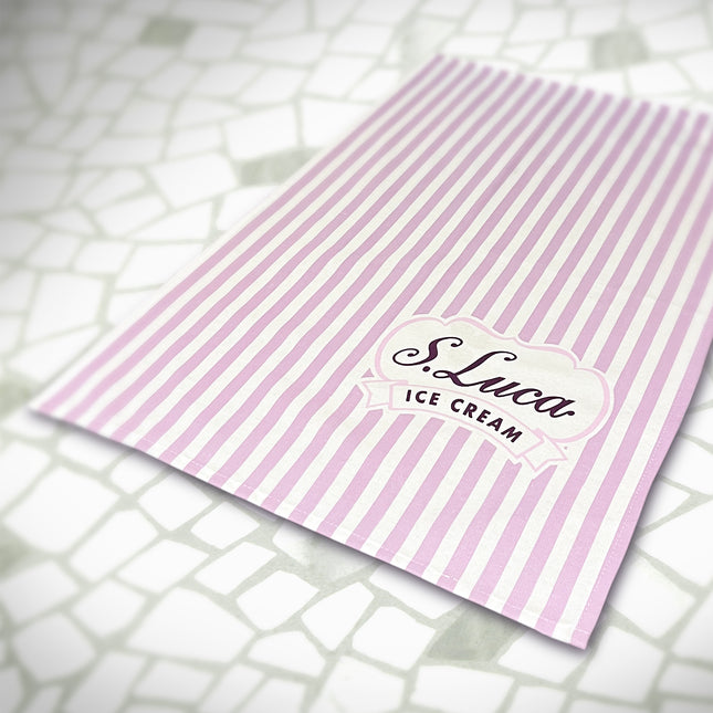Luca's lilac stripe cotton tea towel