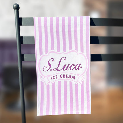 Luca's lilac stripe cotton tea towel
