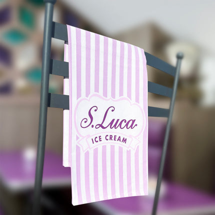 Luca's lilac stripe cotton tea towel