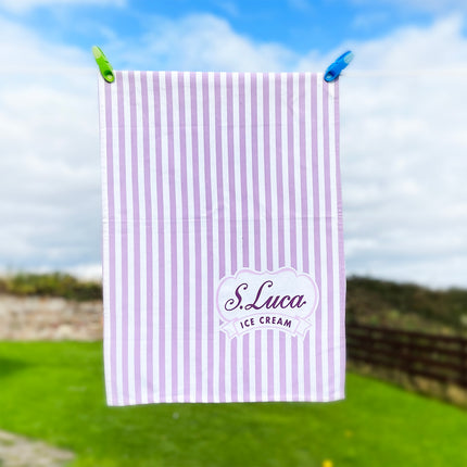 Luca's lilac stripe cotton tea towel