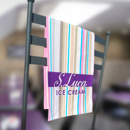 Luca's multi stripe cotton tea towel