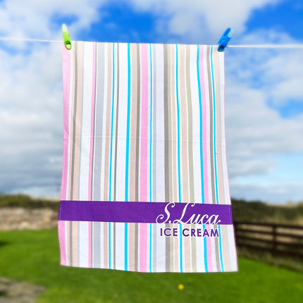 Luca's multi stripe cotton tea towel