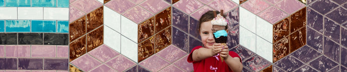 Girl holding up ice cream cone