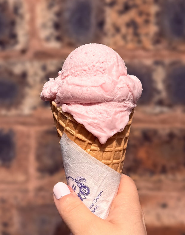 Raspberry sorbet cone