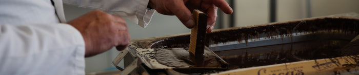 Chocolate wafers being made